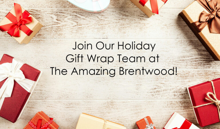 volunteer gift wrap station at The Amazing Brentwood